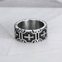Men's Vintage Creative Cross Ring in Titanium Steel