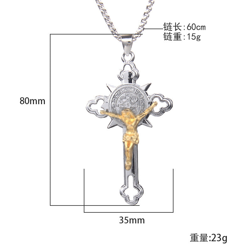 New Retro Cross Pendant Necklace for Men in Titanium Steel