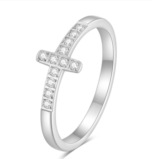Vintage 304 Titanium Steel Cross Ring for Women