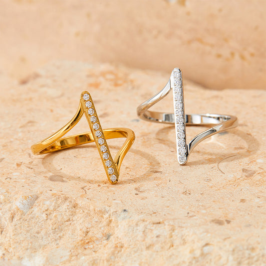 Micro Inlaid Zircon Wave Index Finger Ring