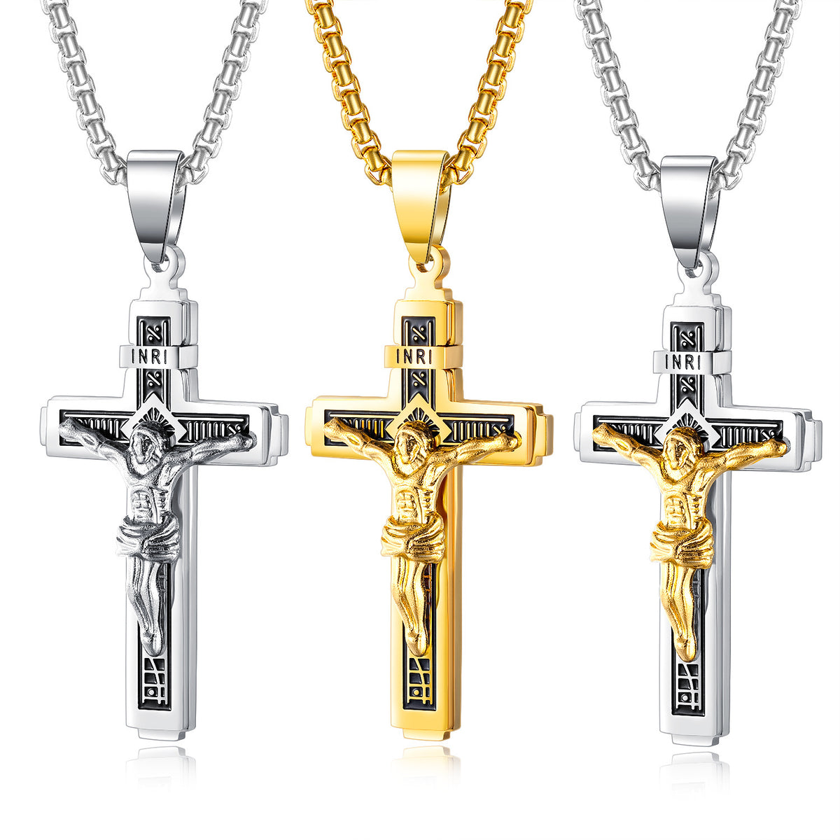 Titanium steel cross necklace, hip hop style