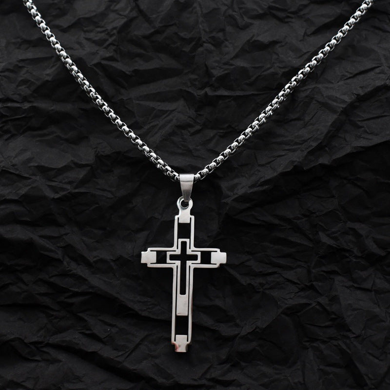 Colar de Diamantes com Cruz Retrô para Homem