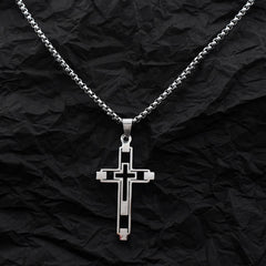 Retro Cross Pendant Diamond Necklace for Men