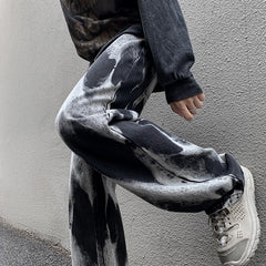 Men's High Street Tie-Dye Baggy Straight Denim Pants