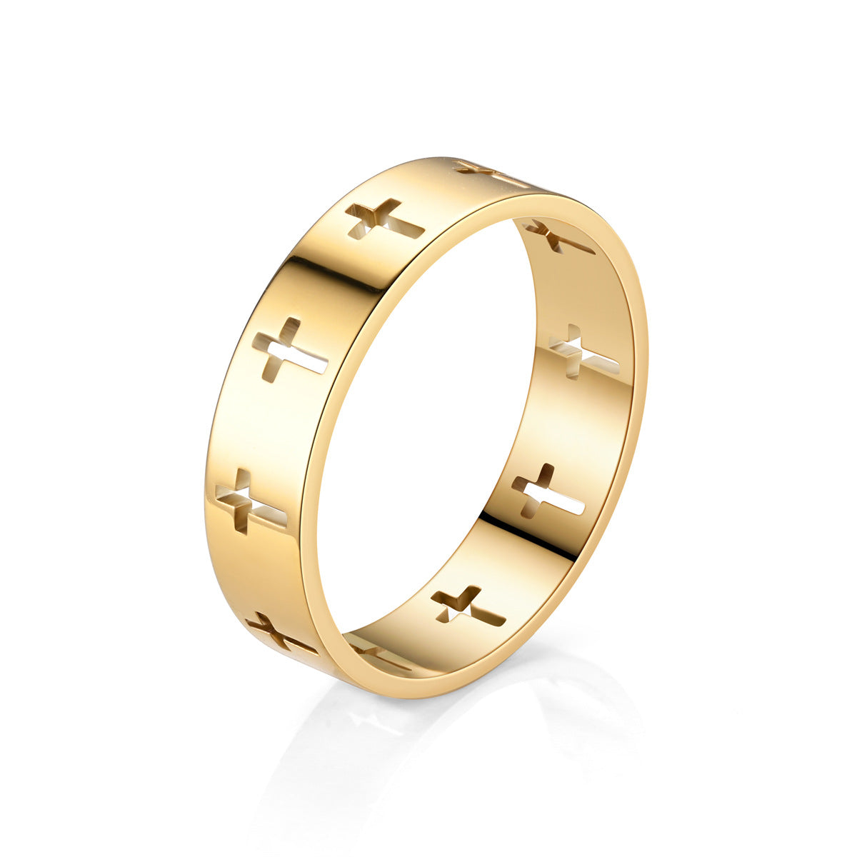 Classic Hollow Cross Stainless Steel Ring for Daily Wear