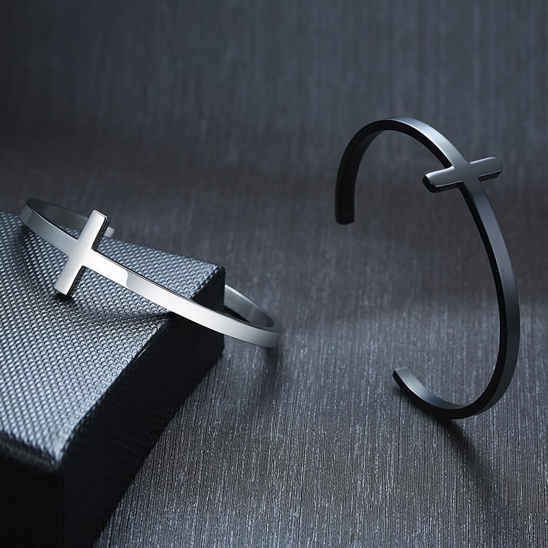 Stainless Steel Cross Bracelet with Bare Body Design