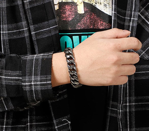 Punk Skull Titanium Steel Men's Bracelet - Wholesale