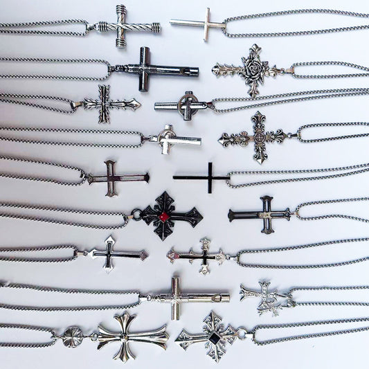 Retro Cross Pendant Diamond Necklace for Men