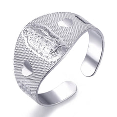 Adjustable Stainless Steel Couple Rings with Cross Design