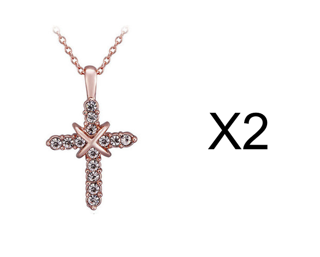 Diamond cross clavicle chain necklace