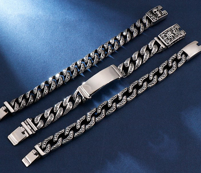Punk Skull Titanium Steel Men's Bracelet - Wholesale