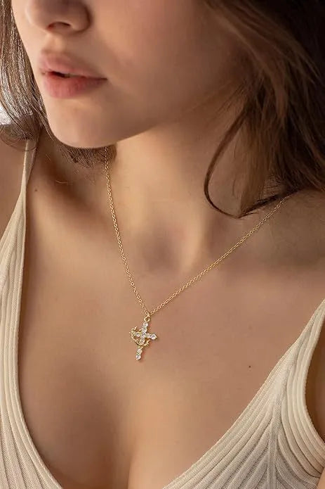 Diamond cross necklace