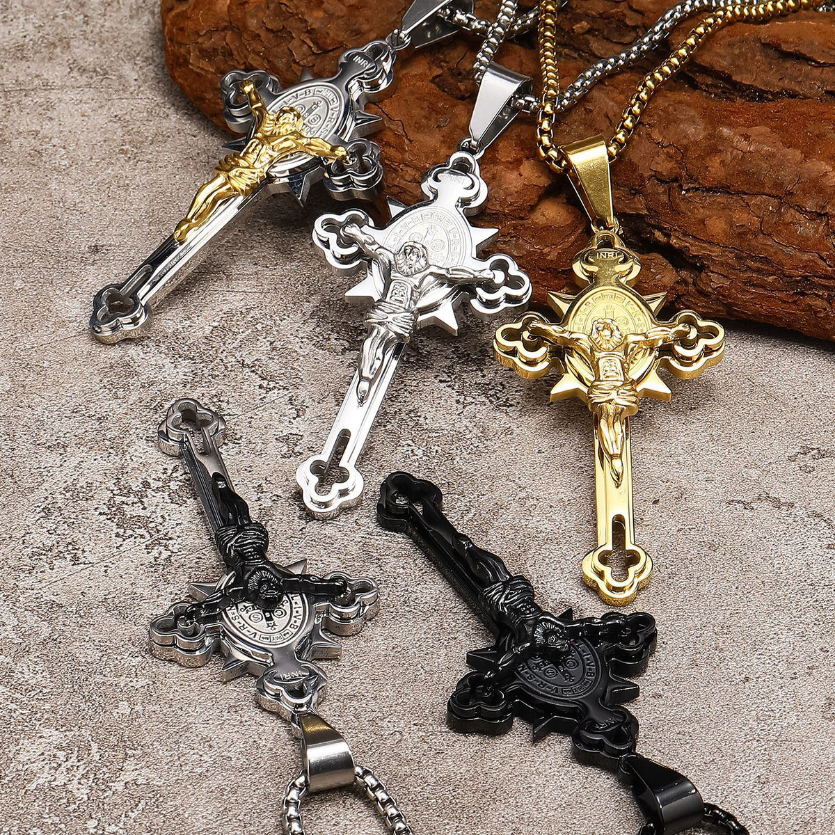 New Retro Cross Pendant Necklace for Men in Titanium Steel