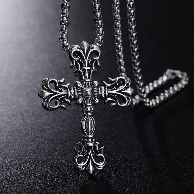 Colar de Diamantes com Cruz Retrô para Homem