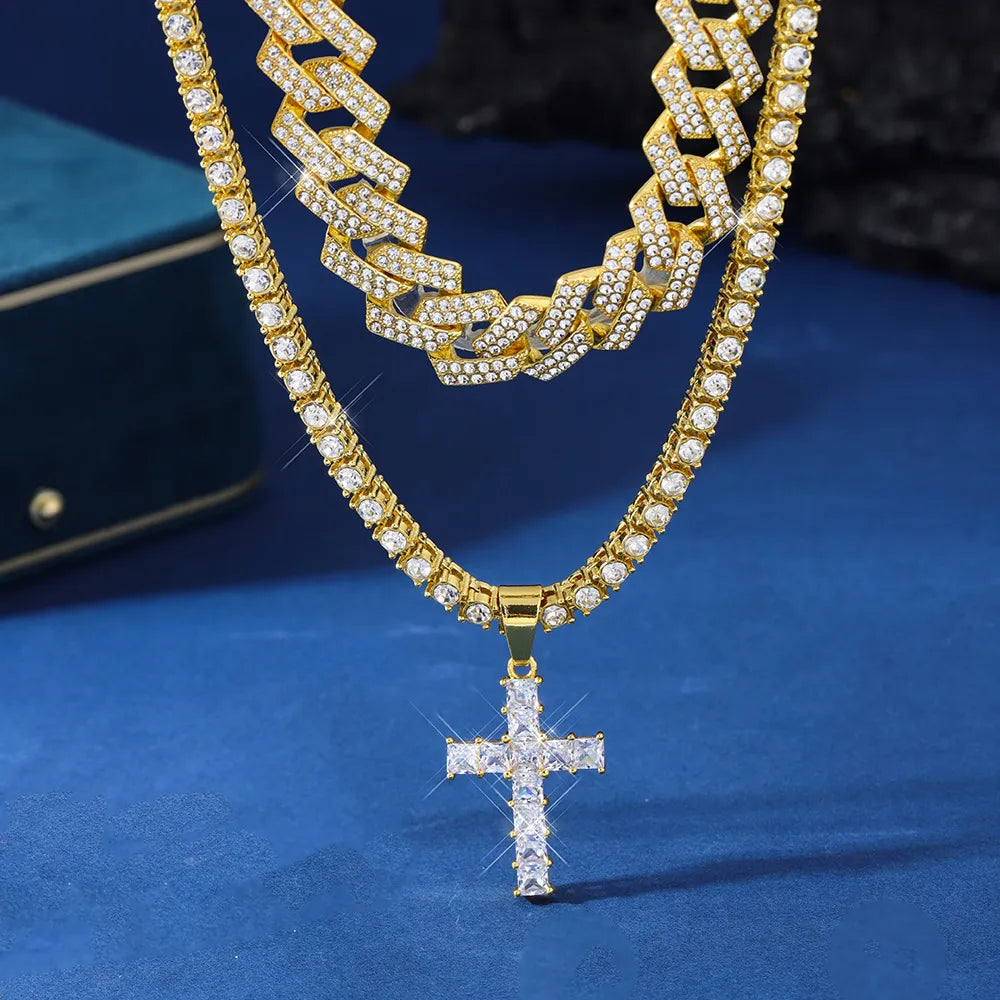 Zircon cross pendant necklace
