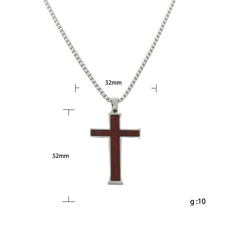 Punk Vintage Titanium Steel Cross Pendant Necklace