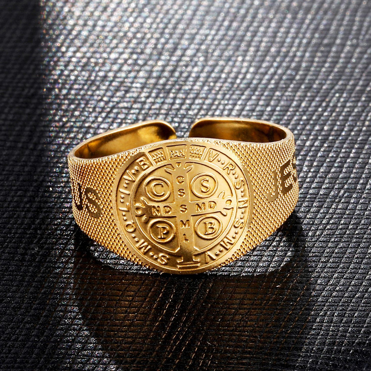 Stainless steel couple rings with cross design