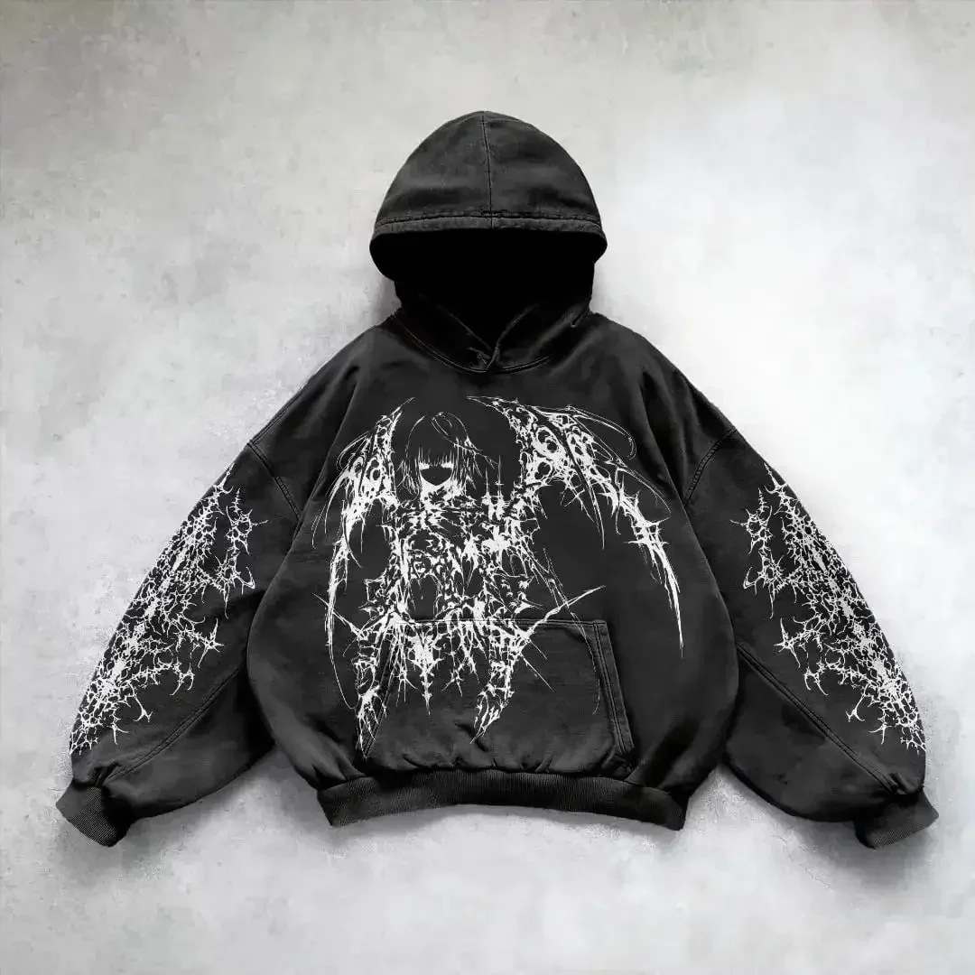 Pullover Hoodie with Ghotic Design