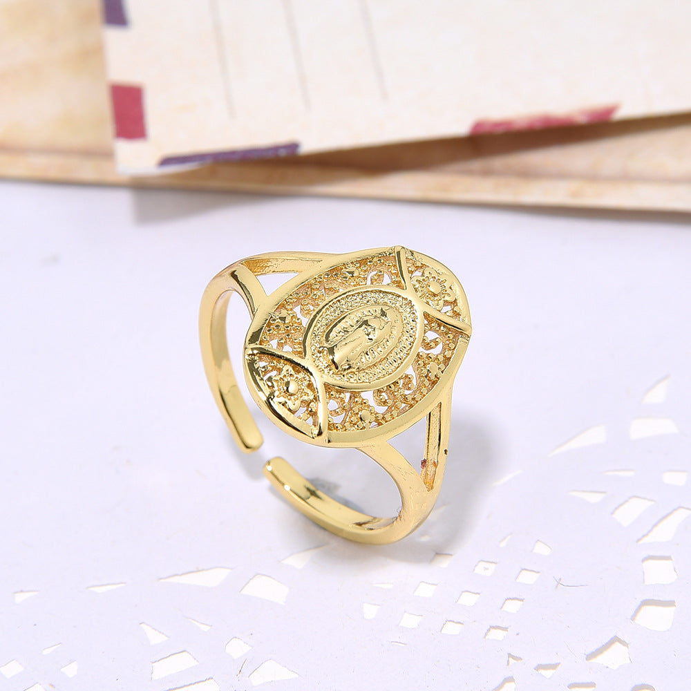 18K Gold Copper Plated Ring with Micro Zircon