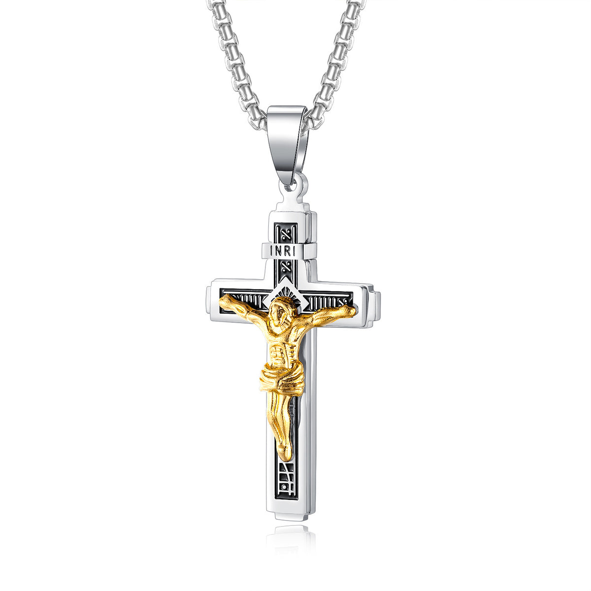 Titanium steel cross necklace, hip hop style