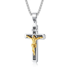 Retro Hip Hop Titanium Steel Men's Cross Necklace